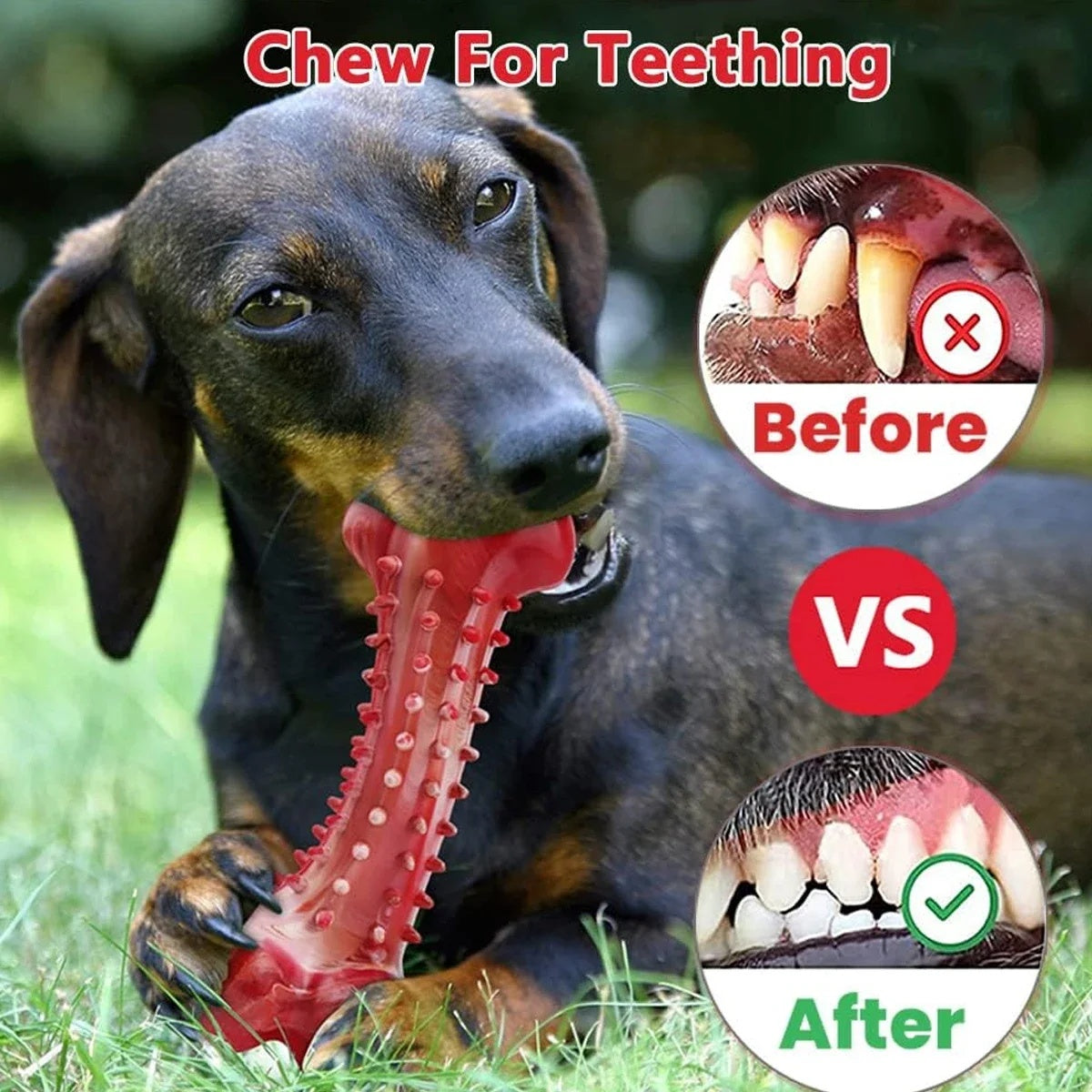 Natural Rubber Chew Toy for Heavy Chewers Meat Flavor