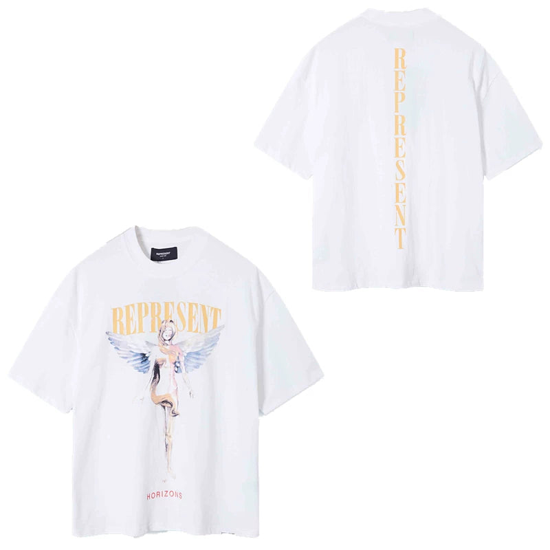 Represent Angel & Vertical Logo Graphic T-Shirt - White