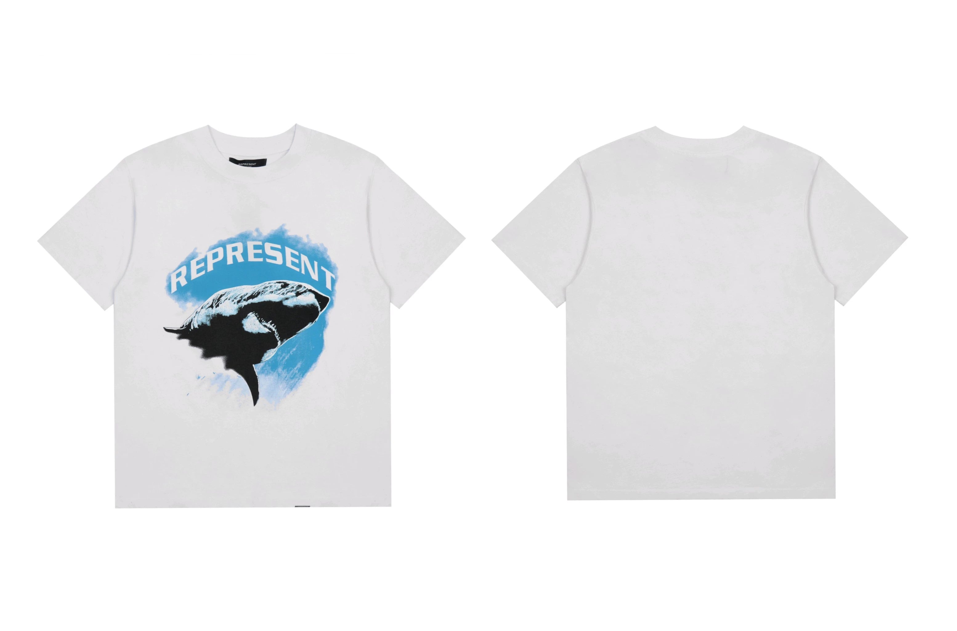 Represent Blue Shark Graphic T-Shirt - White