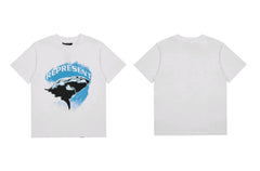 Represent Blue Shark Graphic T-Shirt - White
