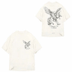 Represent "Elegance In Motion" Winged Unicorn Graphic T-Shirt - White