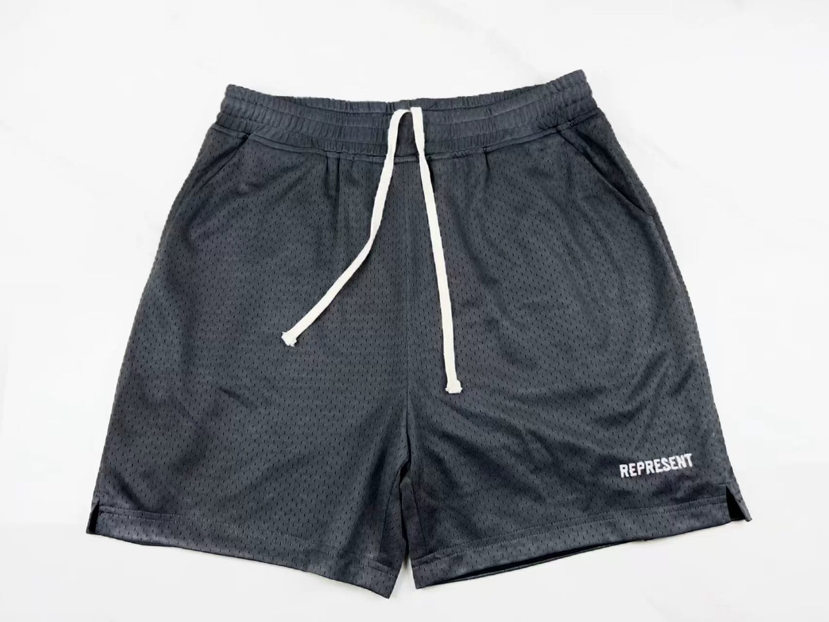 Represent Mesh Drawstring Gym Shorts - Dark Charcoal Grey
