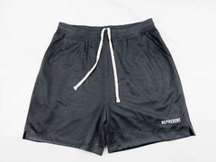 Represent Mesh Drawstring Gym Shorts - Dark Charcoal Grey