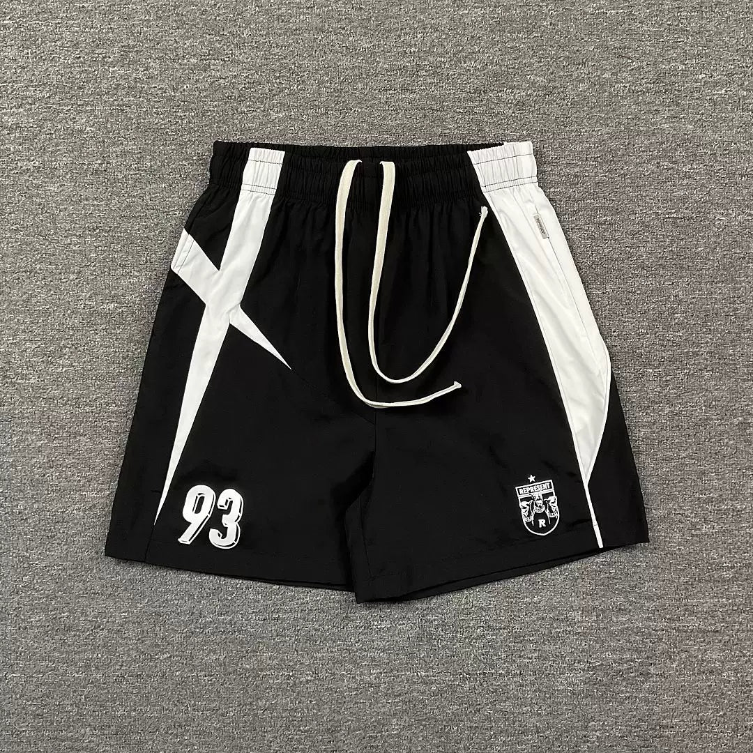 Represent Colorblock "93" Athletic Shorts - Black/White
