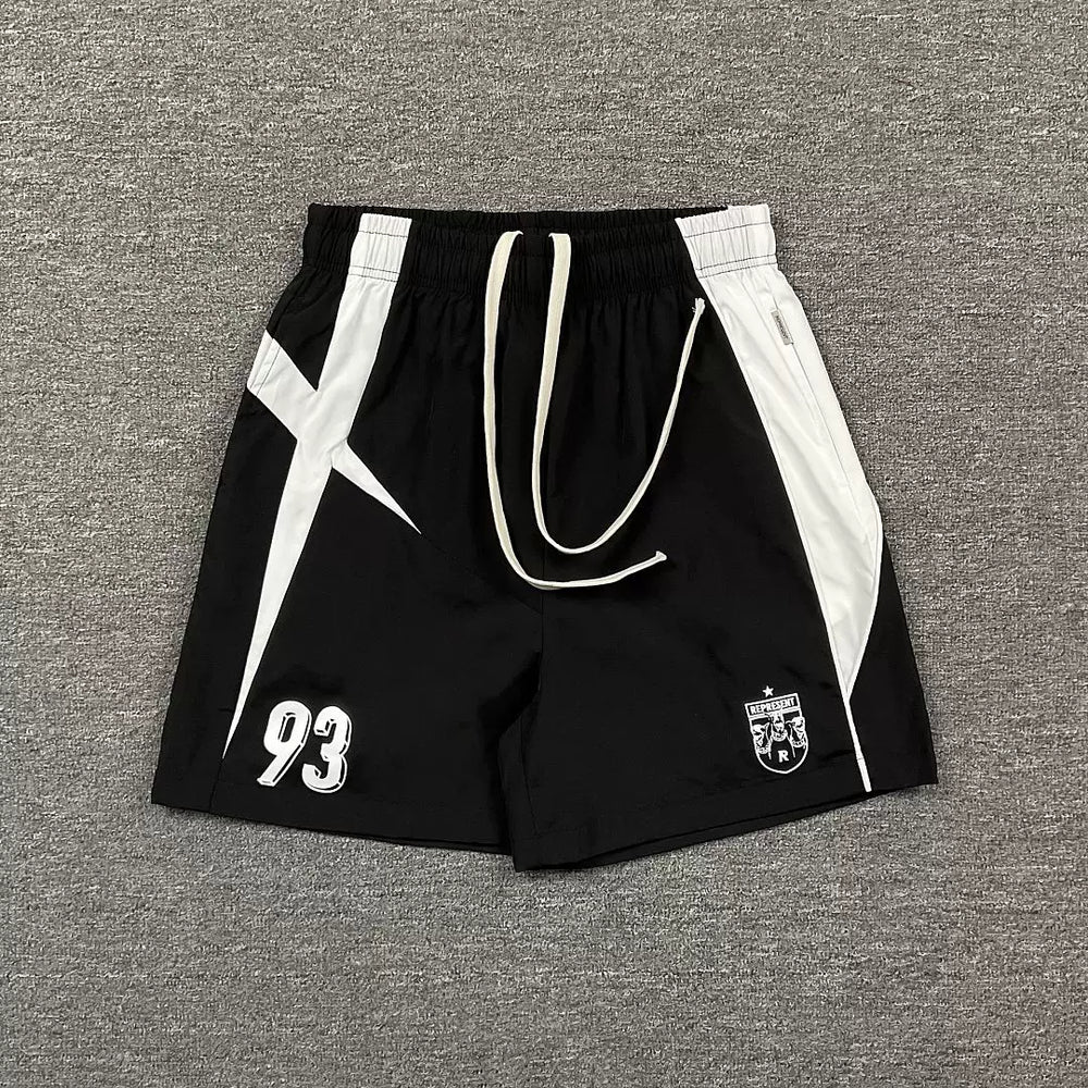 Represent Colorblock "93" Athletic Shorts - Black/White