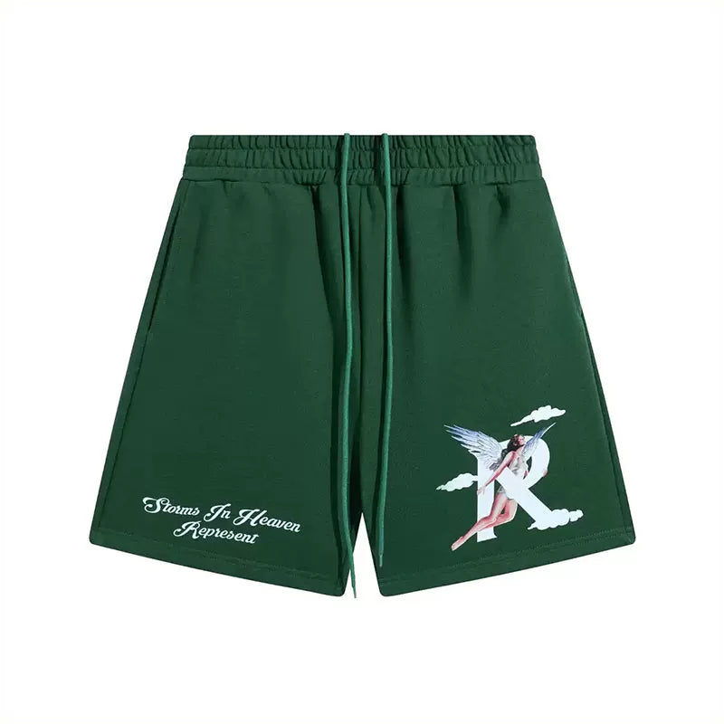 Represent "Storms In Heaven" Graphic Heavyweight Shorts - Dark Green