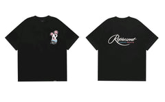 Represent Palm Tree & Cursive Script Graphic T-Shirt - Black