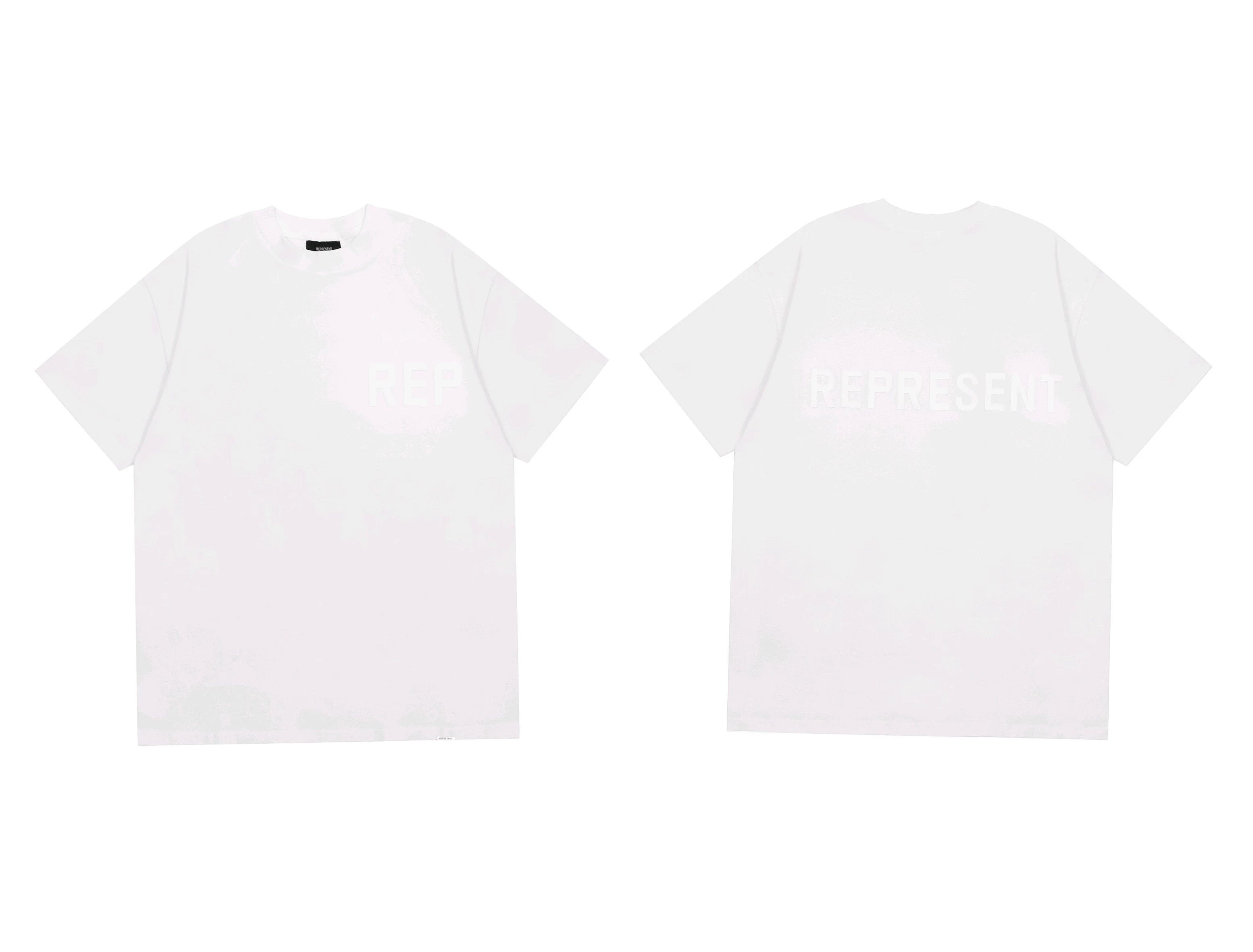 Represent Tonal "REP" & "REPRESENT" Logo T-Shirt - White