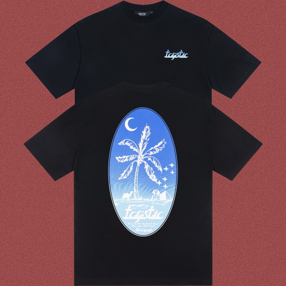 Trapstar Palm Tree Night Oval Graphic Tee - Black