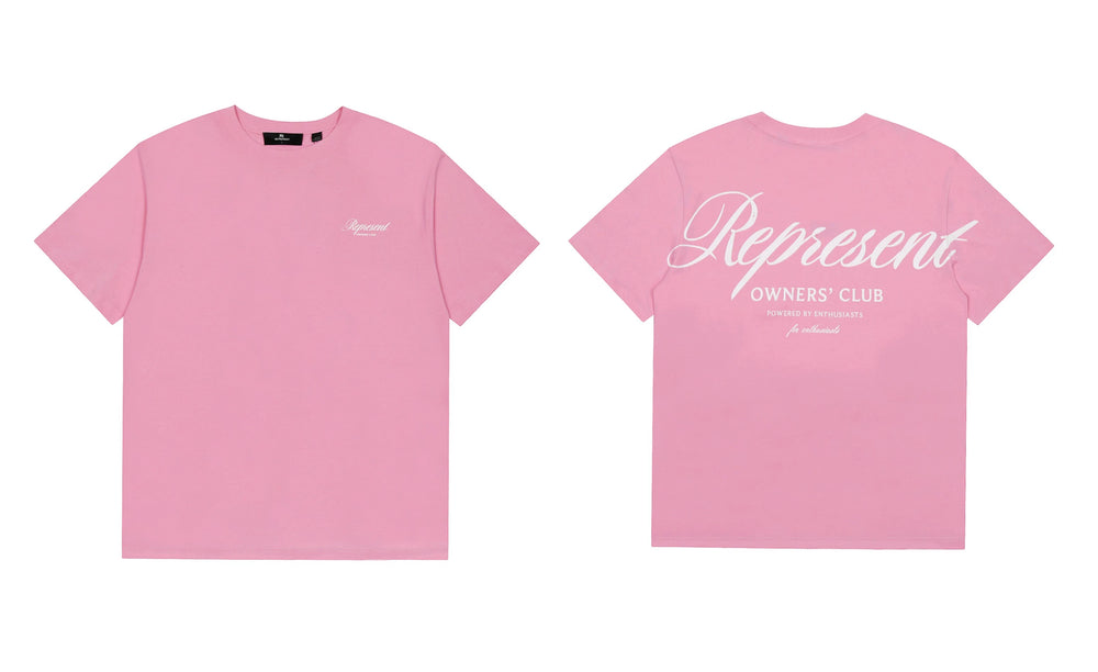Represent Script Owners' Club Graphic T-Shirt - Pink/White