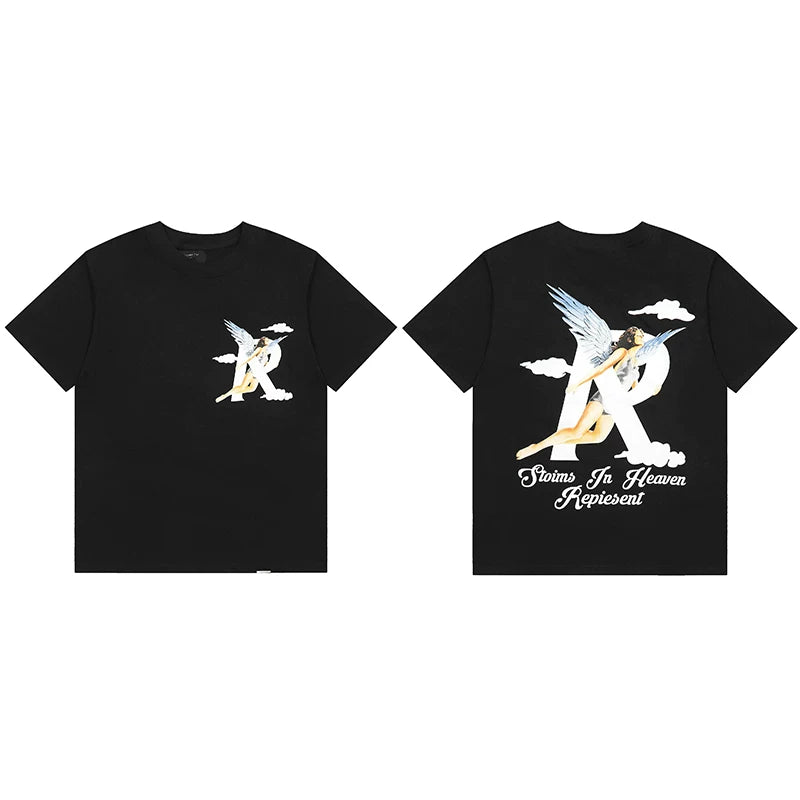Represent "Storms In Heaven" Angel "R" Graphic T-Shirt - Black