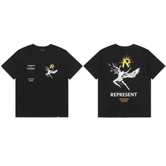 Represent Fallen Angel & Yellow Sun Graphic T-Shirt - Black