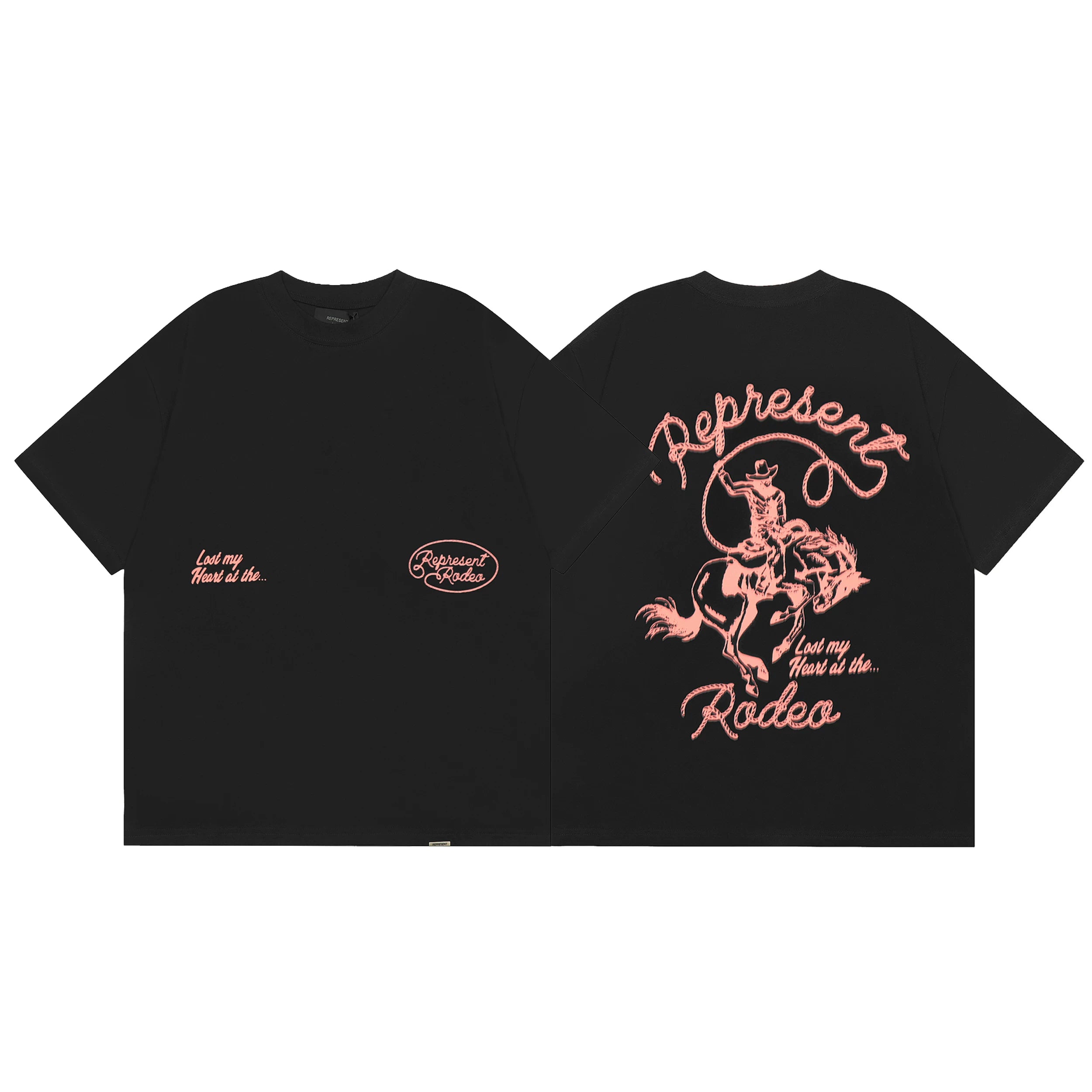 Represent Rodeo Cowboy Graphic T-Shirt - Black/Pink