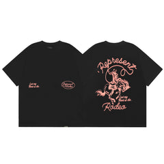 Represent Rodeo Cowboy Graphic T-Shirt - Black/Pink