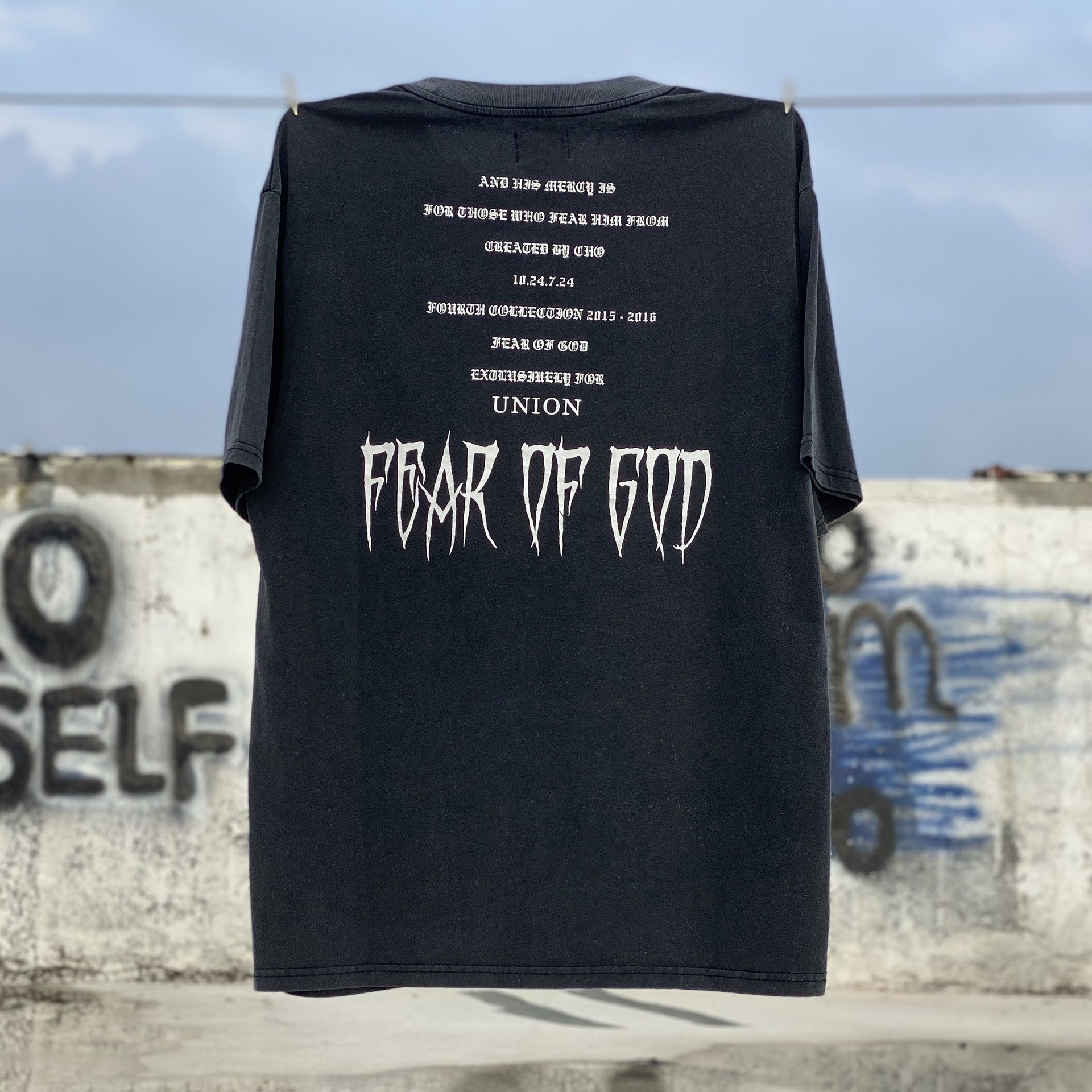 Fog Essentials T Shirts Spring and Summer FOG Joint Series Washing Water Old Crew Neck Short Sleeves