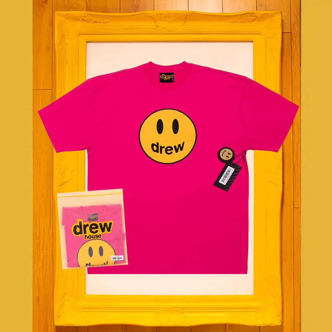 Drew House Smiley Face Short Sleeve T‑Shirt, Hot Pink