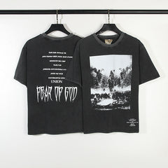 Fog Essentials T Shirts Spring and Summer FOG Washing Water Old Crew Neck Short Sleeves