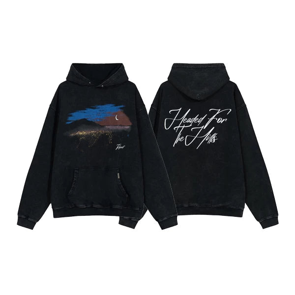 Represent Landscape & "Headed For The Hills" Heavyweight Hoodie - Vintage Black