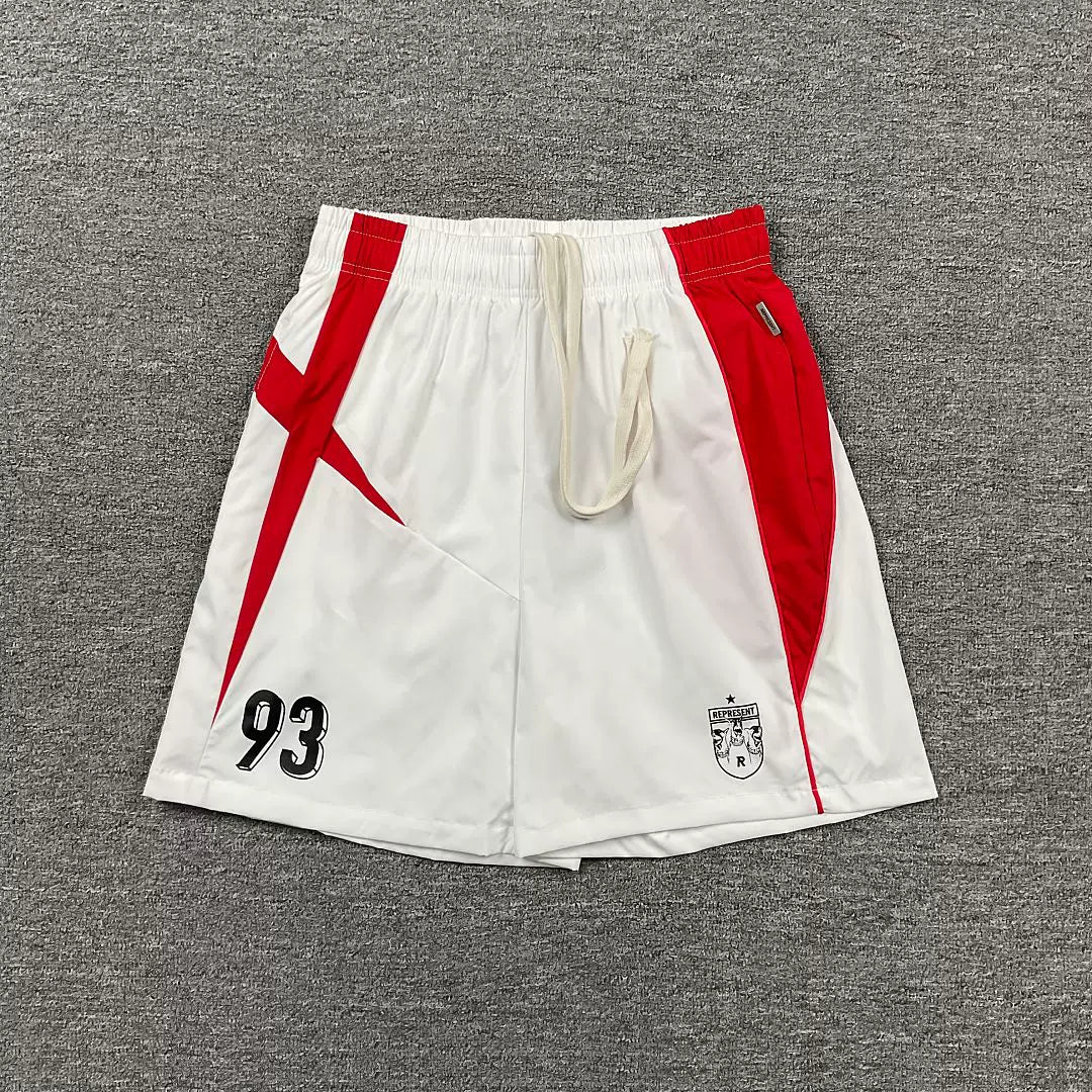 Represent Colorblock "93" Athletic Shorts - White/Red