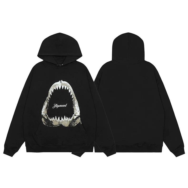 Represent Shark Jaws Graphic Heavyweight Hoodie - Black