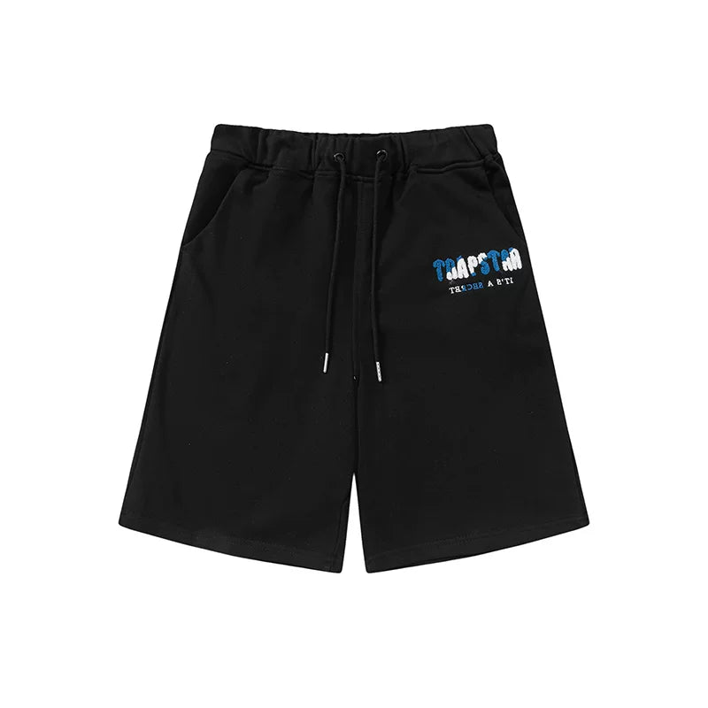 Trapstar Graffiti Logo Sweat Shorts - Black/Blue