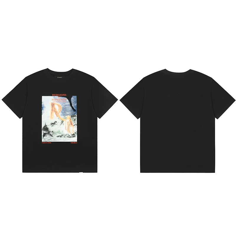 Represent Vintage Oil Painting Graphic T-Shirt - Black