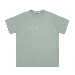 Fog Essentials T Shirts Spring Summer FOG Season 8 Flocking Letter Crew Neck Short Sleeves