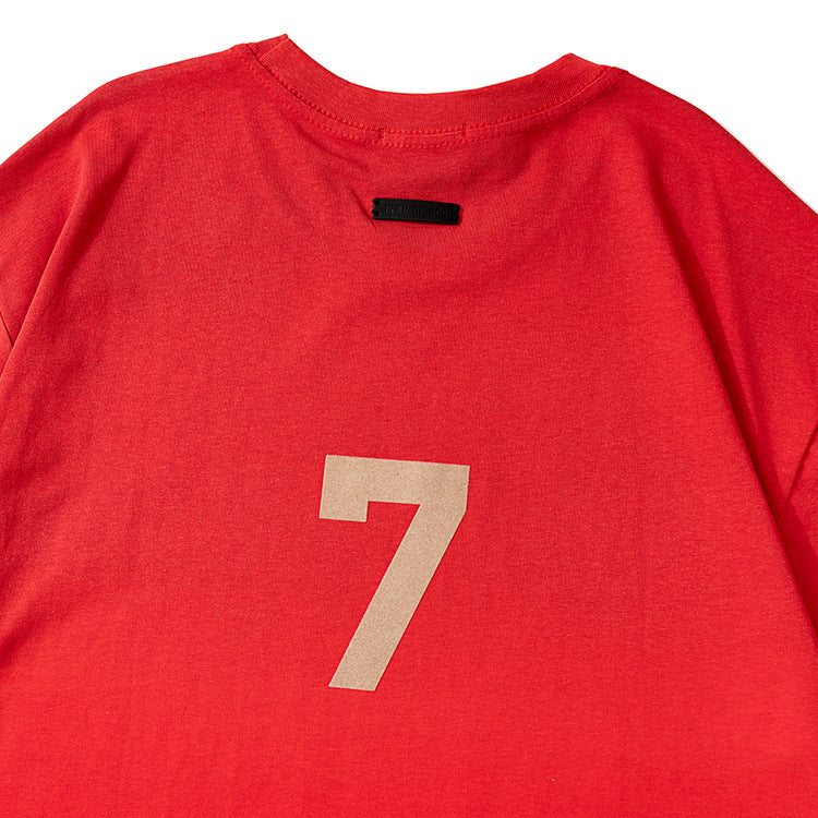 Fog Fear of God Essentials T Shirt Number 7 Flocked Printed T-shirt Loose Short Sleeve Men