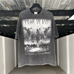 Fog Essentials T Shirts Spring and Summer FOG Joint Series Washing Water Old Crew Neck Short Sleeves