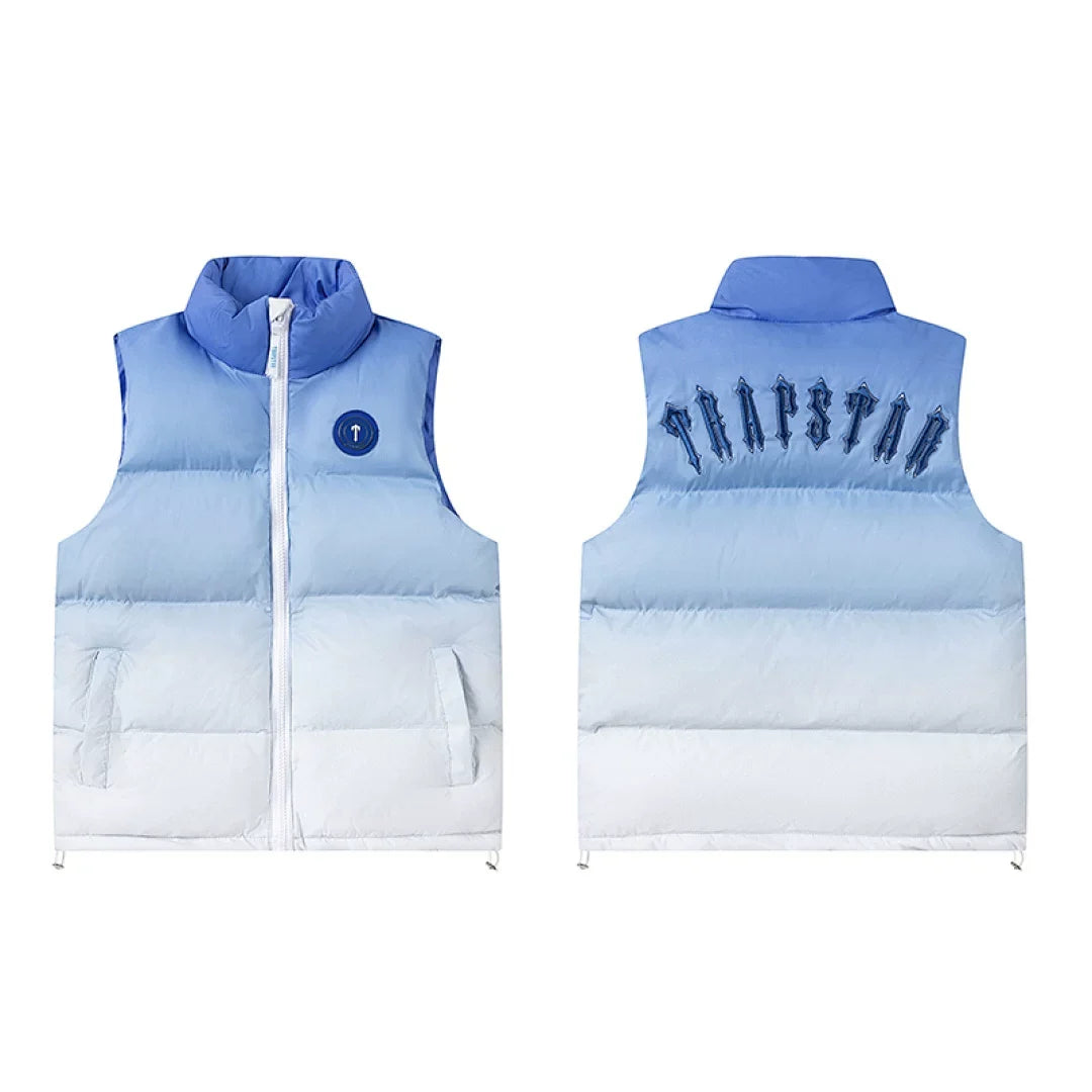 Trapstar Ombre Fade Puffer Vest - Blue/White