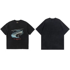 Represent "Only The Strong" Shark Graphic T-Shirt - Black
