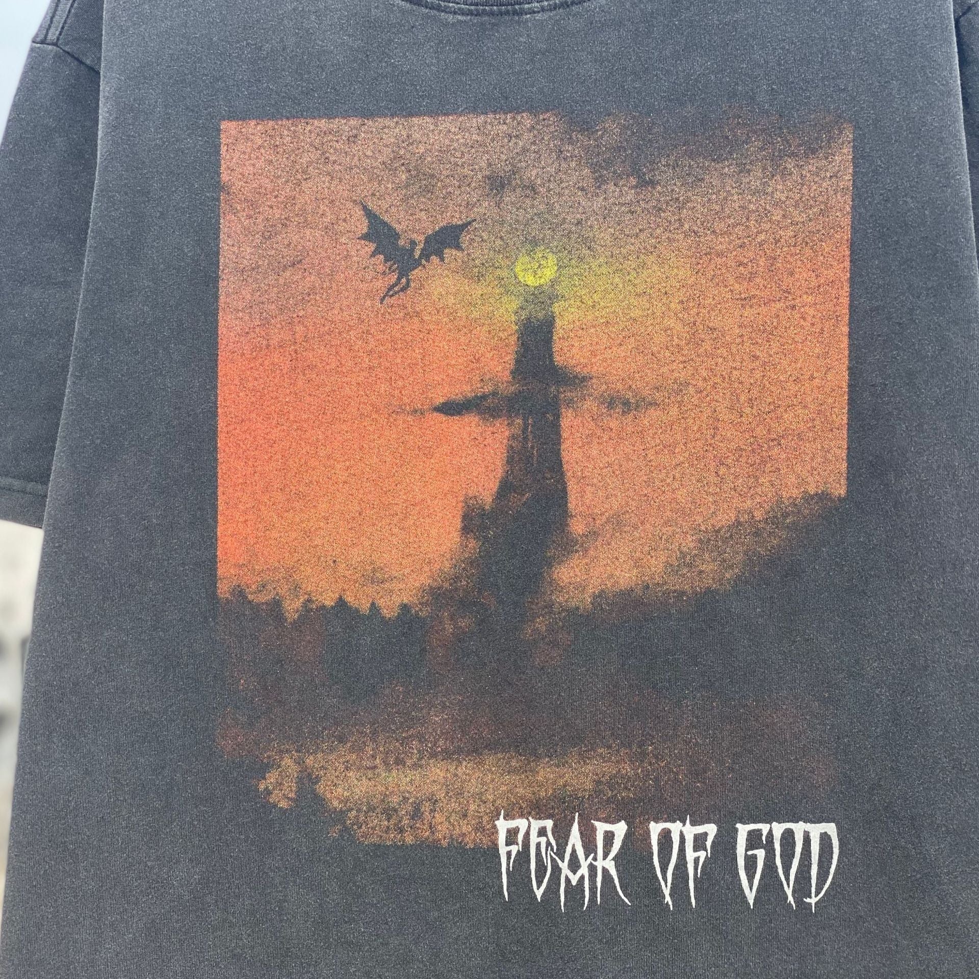 Fog Essentials T Shirts Spring and Summer FOG Joint Series Washing Water Old Crew Neck Pullover Short Sleeve