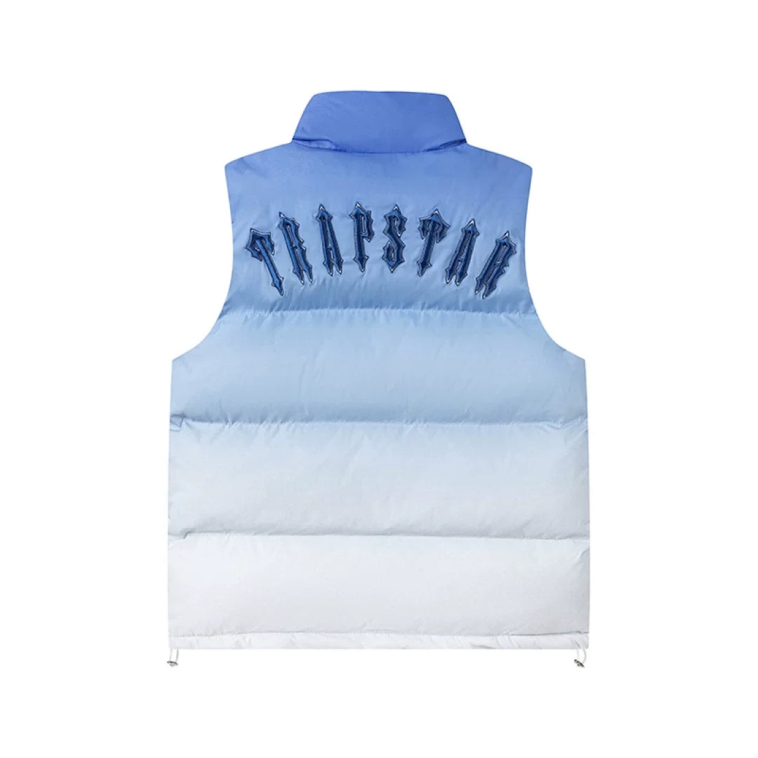 Trapstar Ombre Fade Puffer Vest - Blue/White