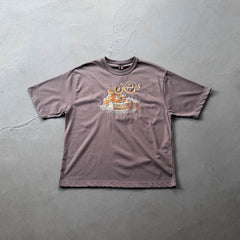 Derschutze Vintage Character Scene T-Shirt - Grey-Purple