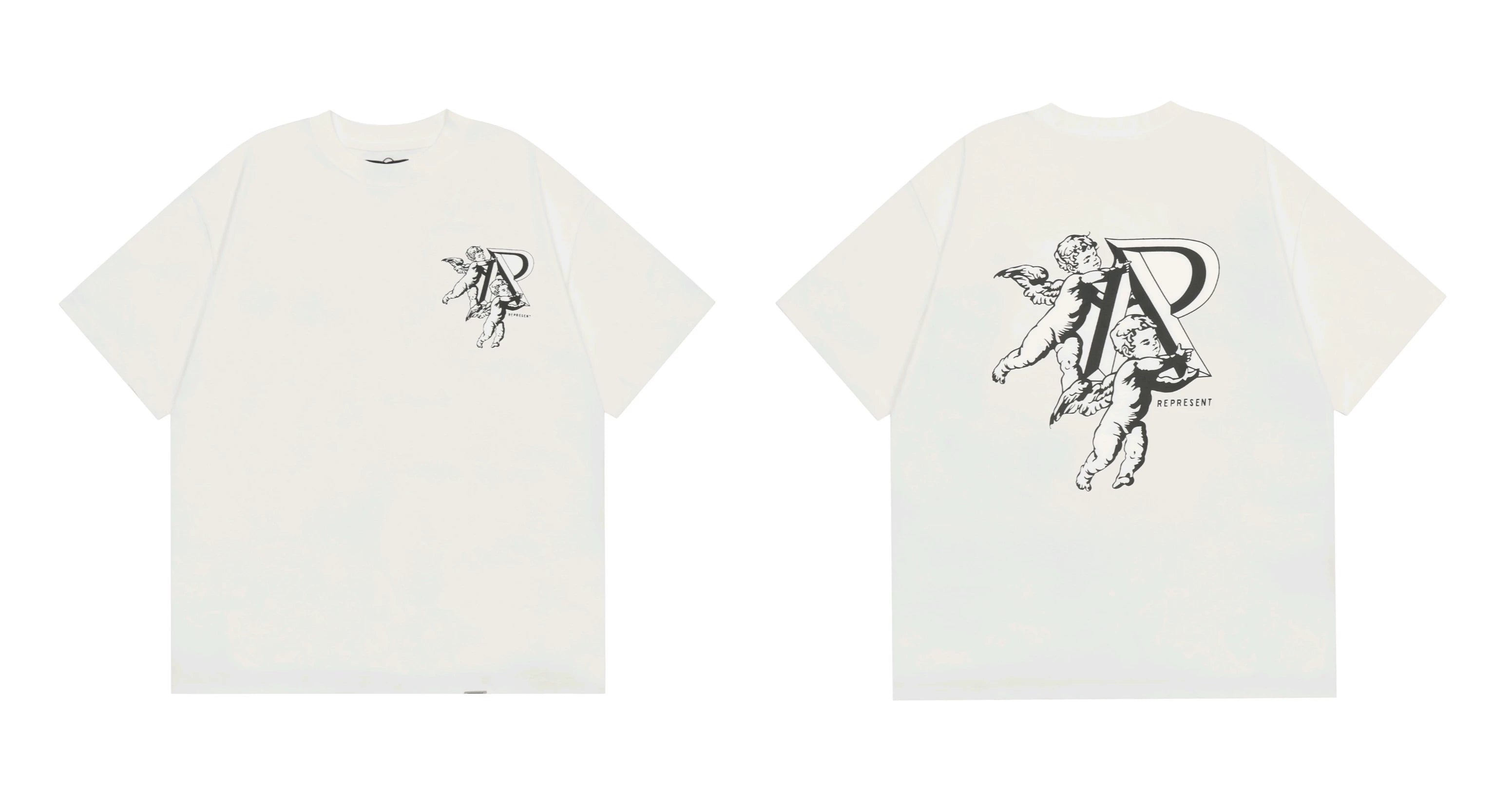 Represent Twin Cherubs & "R" Graphic T-Shirt - White