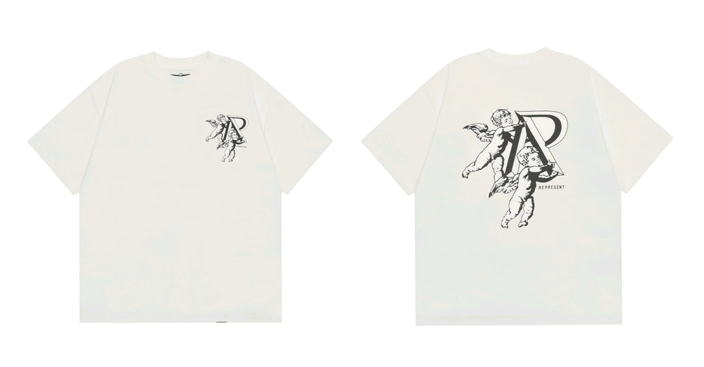 Represent Twin Cherubs & "R" Graphic T-Shirt - White