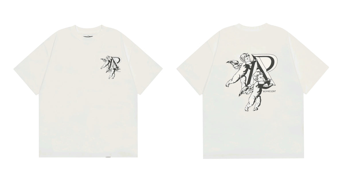 Represent Twin Cherubs & "R" Graphic T-Shirt - White