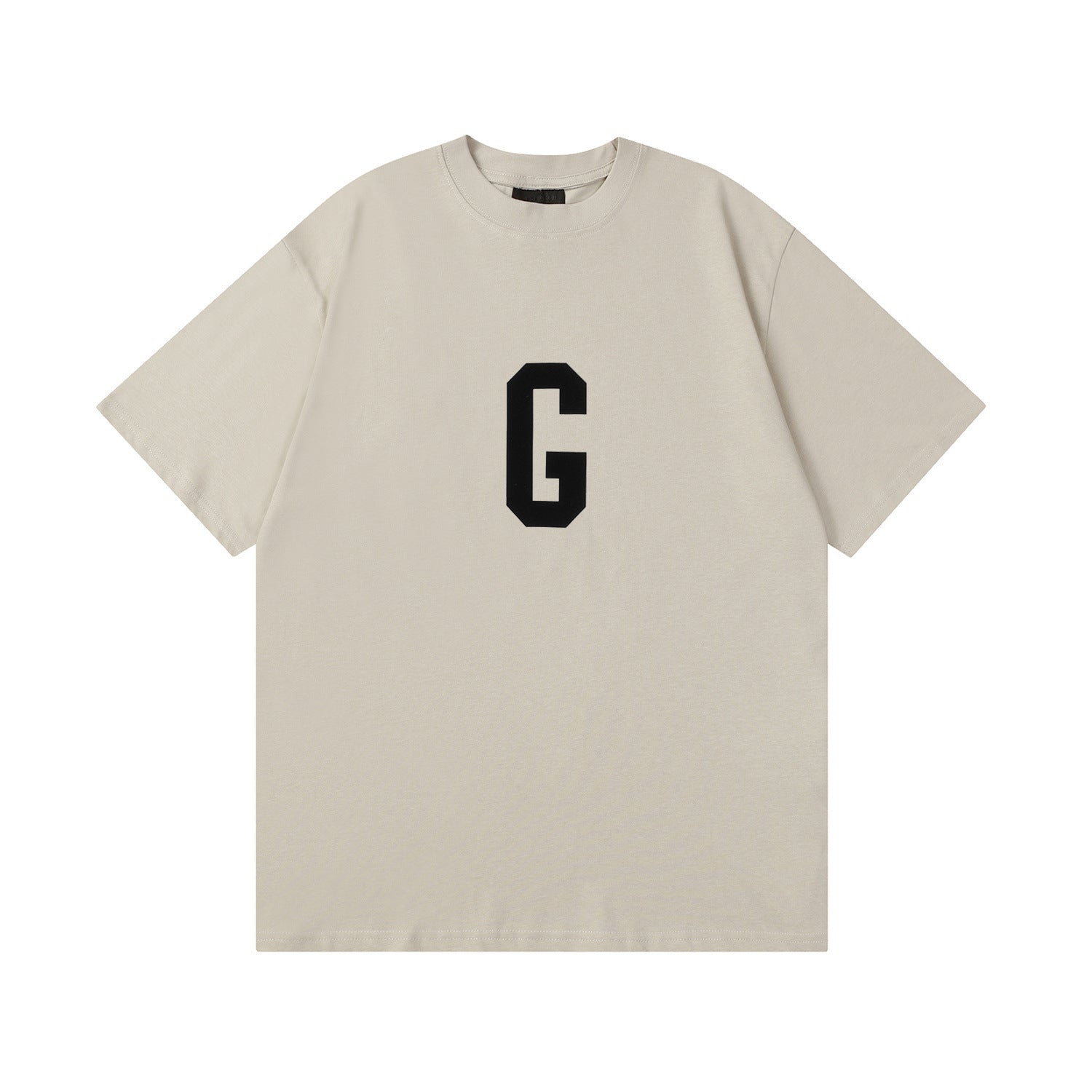 Fog Essentials T Shirts Spring Summer FOG Flocking G Letter Crew Neck Pullover Short Sleeves