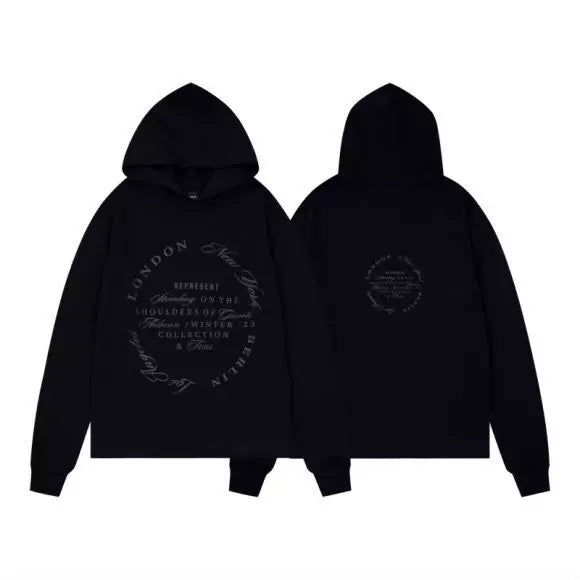 Represent Global Cities Circular Graphic Heavyweight Hoodie - Black
