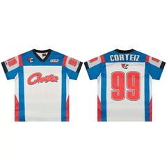 Corteiz Number 99 Athletic Jersey T-Shirt - White/Blue/Red