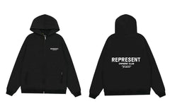Represent Owners' Club Heavyweight Zip-Up Hoodie - Solid Black