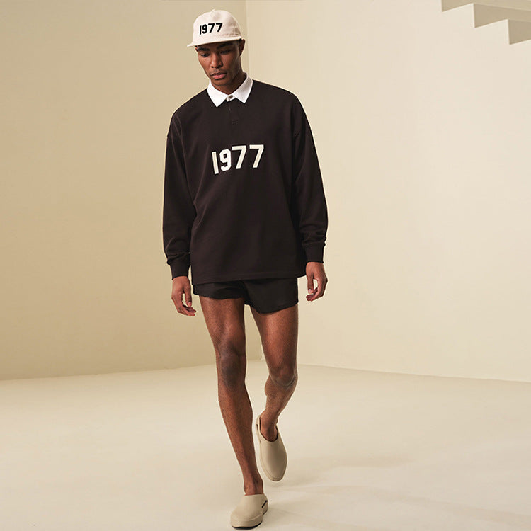 Fear of God Essentials 1977 Knit Polo Long Sleeve Fog Sweater for Men and Women