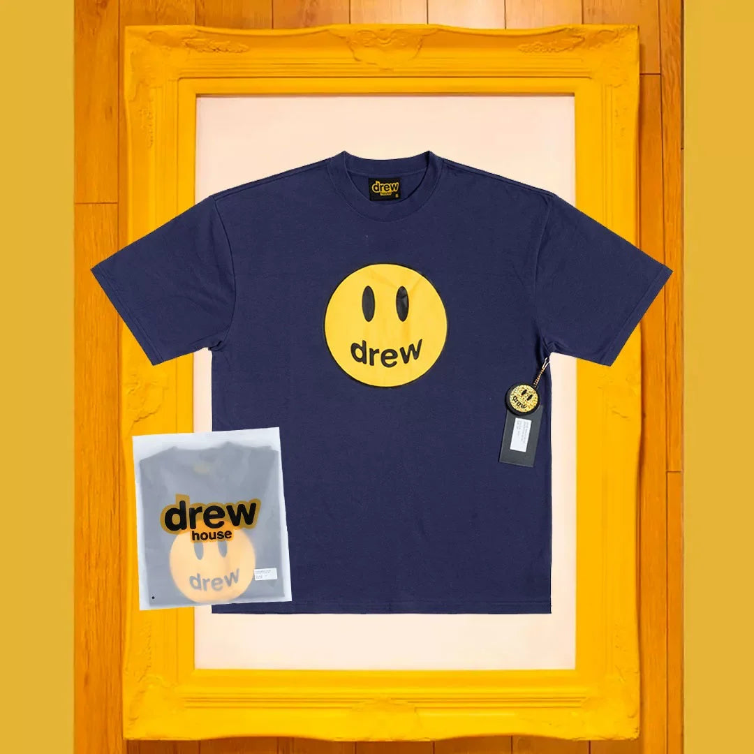 Drew House Smiley Face Short Sleeve T‑Shirt, Navy Blue