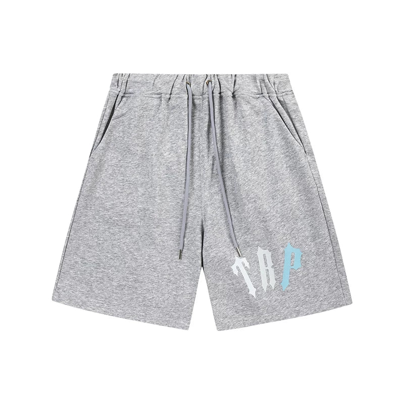 Trapstar Arch Logo Small Trap Sweat Shorts - Grey/Ice Blue