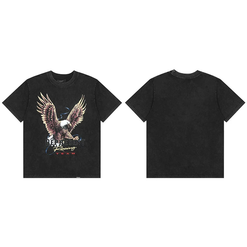 Represent "Racing" Eagle Graphic T-Shirt - Black