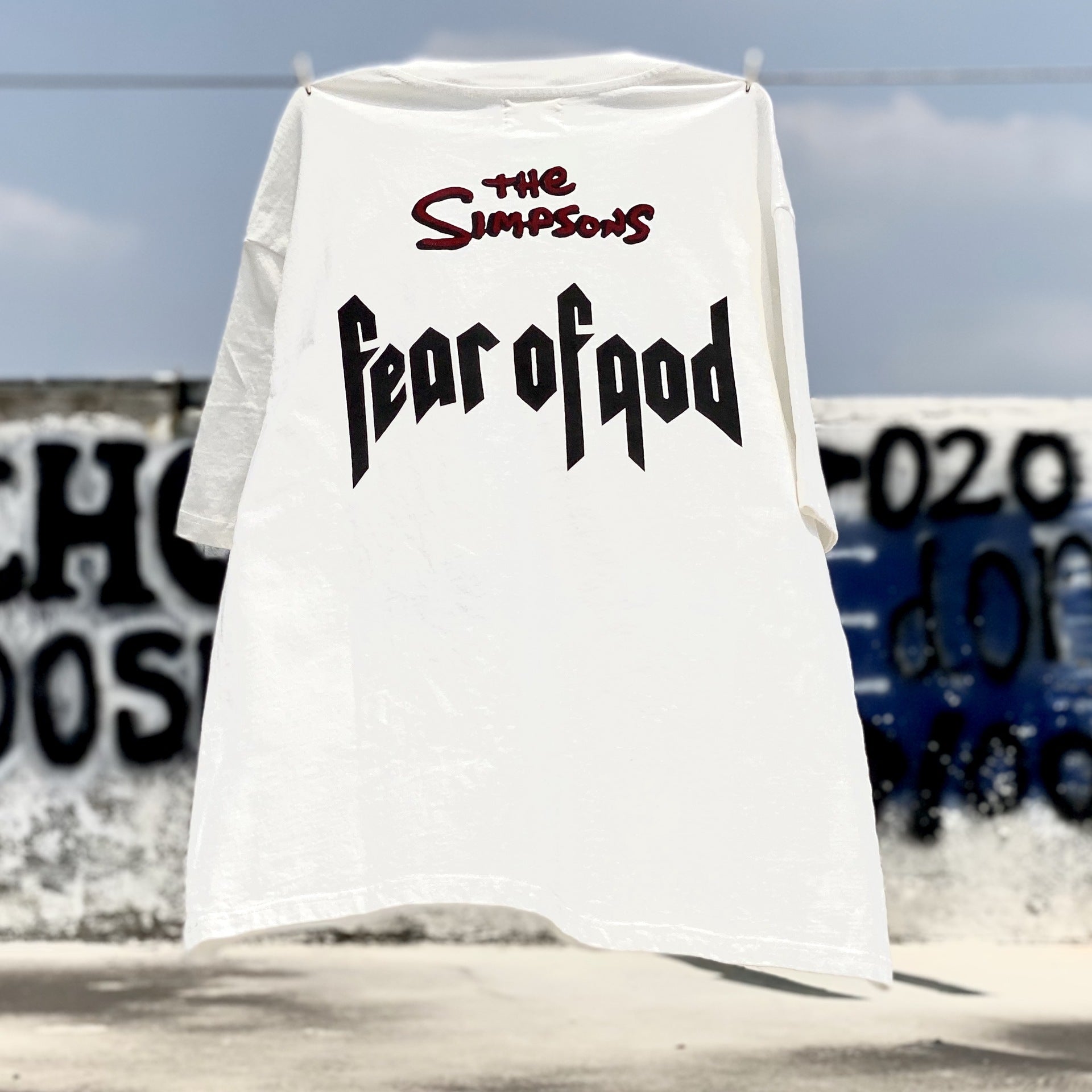 Fog Essentials T Shirts Spring and Summer FOG Joint Series Cartoon Pattern Crew Neck Short Sleeves