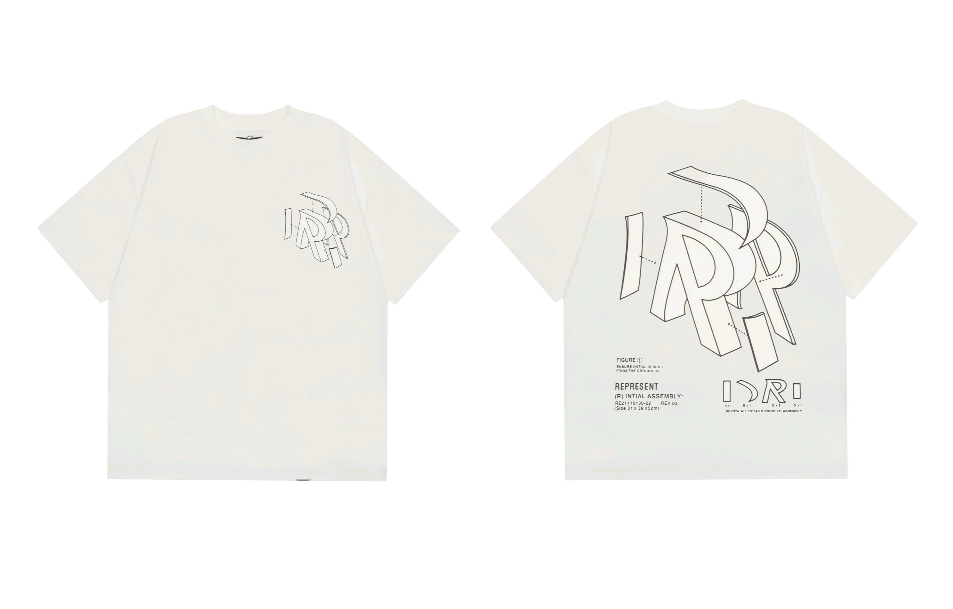 Represent Architectural 3D "R" Technical Graphic T-Shirt - White