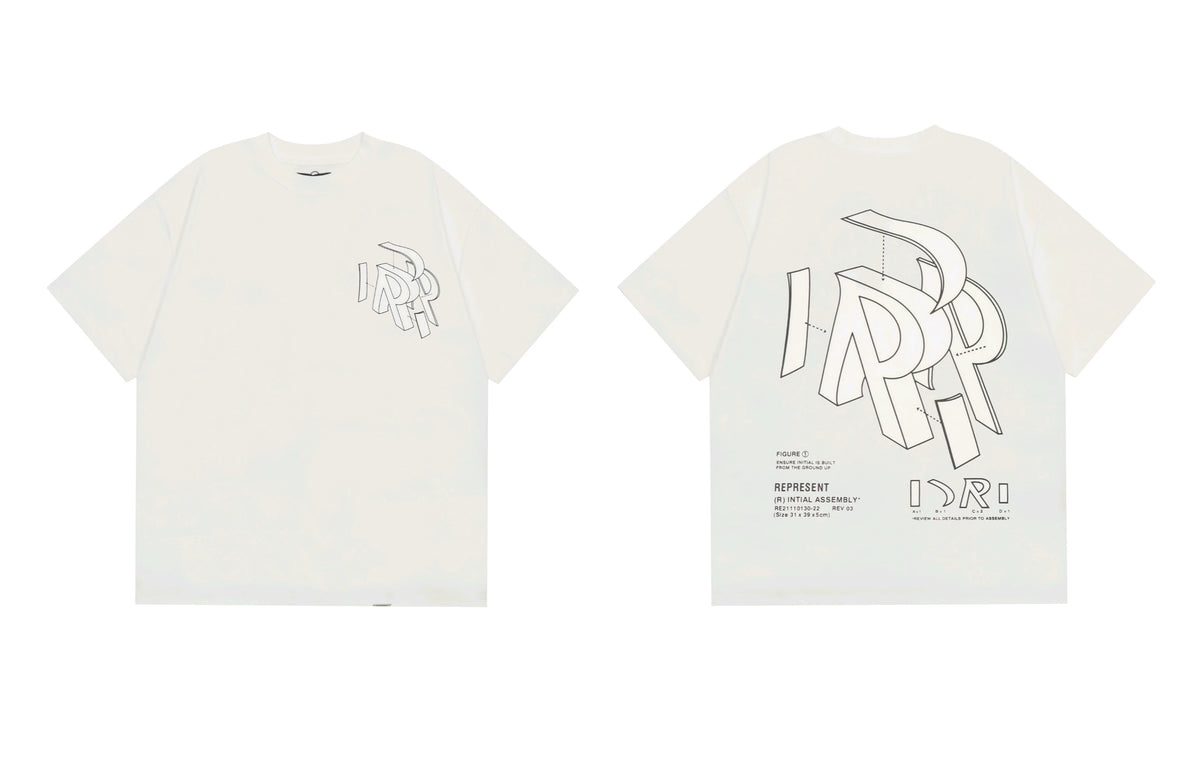 Represent Architectural 3D "R" Technical Graphic T-Shirt - White