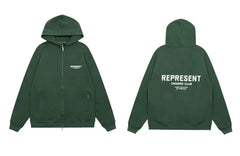 Represent Owners' Club Heavyweight Zip-Up Hoodie - Pine Green