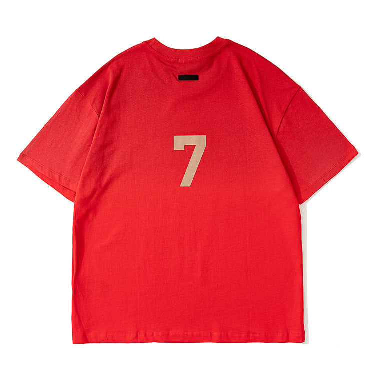 Fog Fear of God Essentials T Shirt Number 7 Flocked Printed T-shirt Loose Short Sleeve Men
